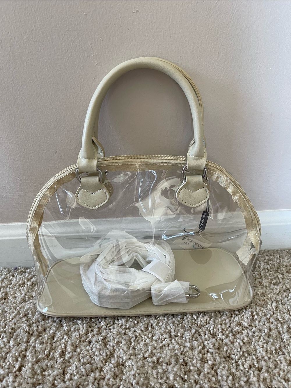 Clear Dome Mini Bag with Cream Trim